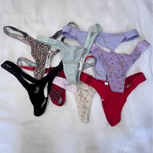 NEW VS PINK Victorias Secret Cotton Blend Panties Thong Size S LOT OF 8